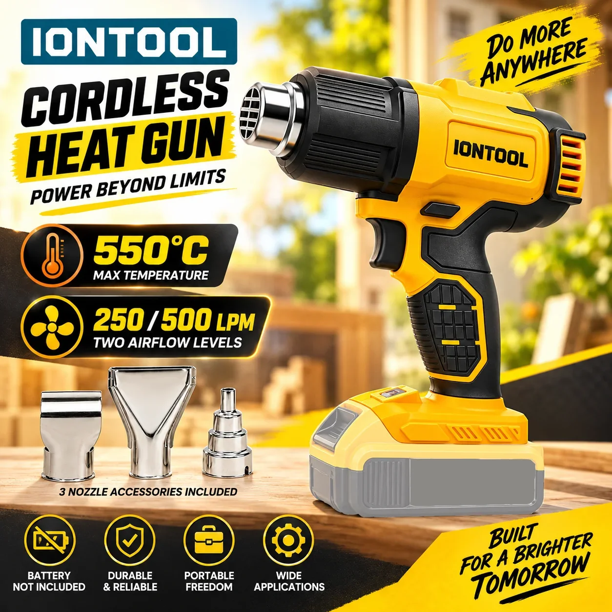 Cordless Heat Gun For Shrink Tubing - IONTOOL 무선 열풍기 550 ℃ 수축