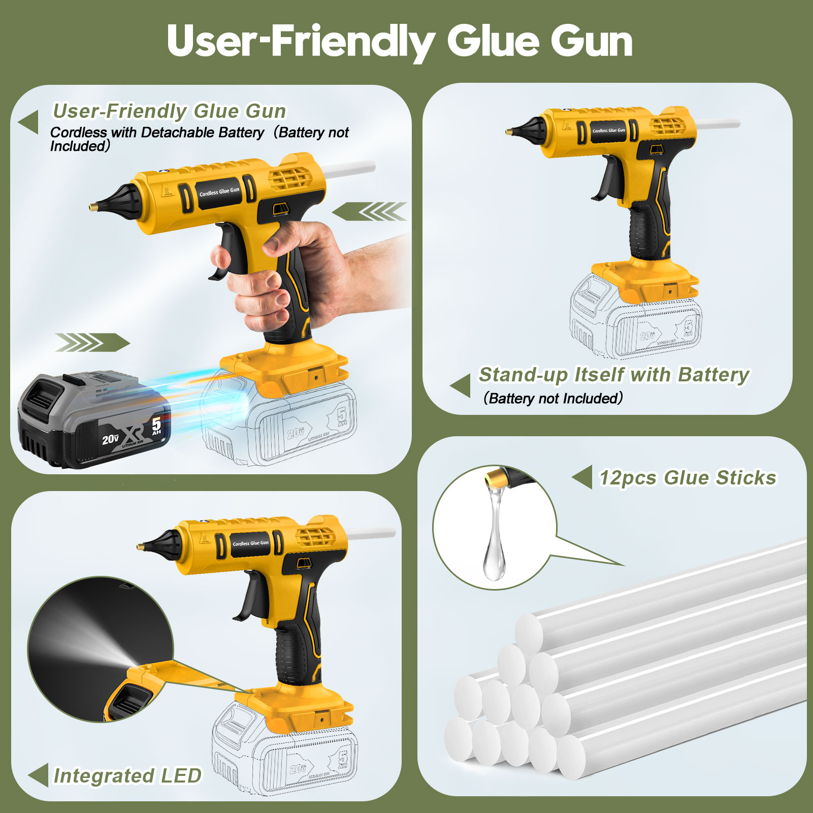 데월트 20V 배터리용 100W 무선 핫 글루 건 (배 - Hot Melt Glue Gun Cordless 리뷰 및 가격