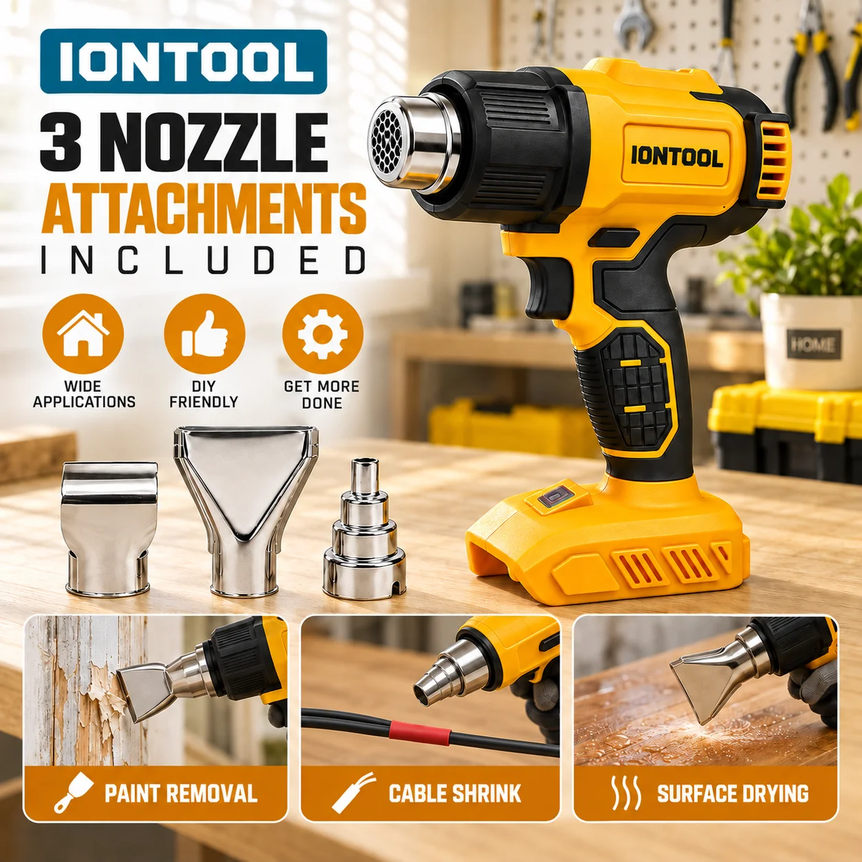 IONTOOL 노란색 무선 열풍기 550 ℃   가정용 - Cordless Heat Gun For Shrink Tubing 리뷰 및 가격